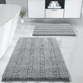 Yimobra Luxury Chenille Shaggy Bathroom Rug Set, 2 Pack Soft Fluffy Plush Bath Mat, Extra Thick, Non-Slip, Water Absorbent, Machine Washable, Bath Mats for Bathroom (Grey, 20" x 32"+17" x 24")